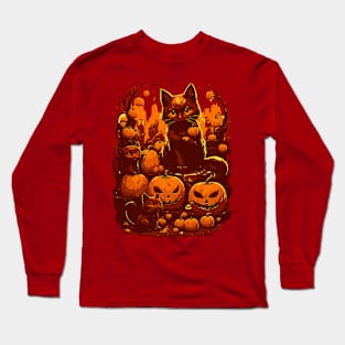 Cats Middle Night Long Sleeve T-Shirt